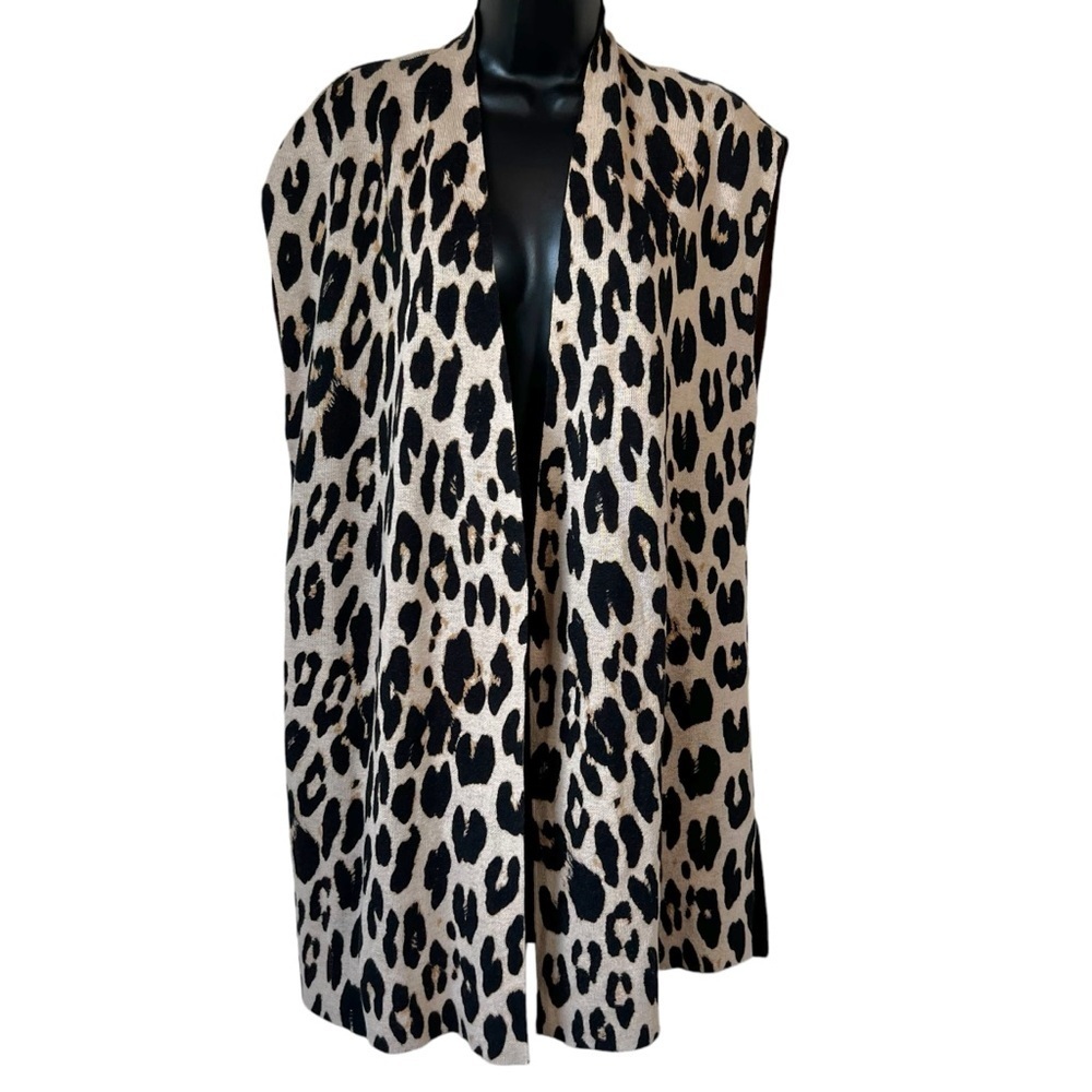 Chico’s Reversible Animal Print Colorblock Cardigan Sweater Vest